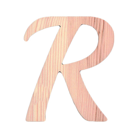 Wood Unfinished Wooden Playball Italic Letter R (6.25 Inches) in Beige color