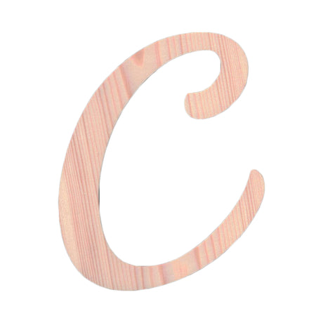 Wood Unfinished Wooden Playball Italic Letter C (6.25 Inches) in Beige color