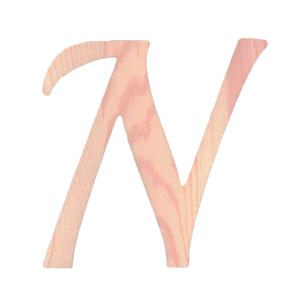 Wood Unfinished Wooden Playball Italic Letter N (6.25 Inches) in Beige color