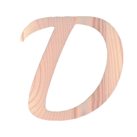 Wood Unfinished Wooden Playball Italic Letter D (6.25 Inches) in Beige color