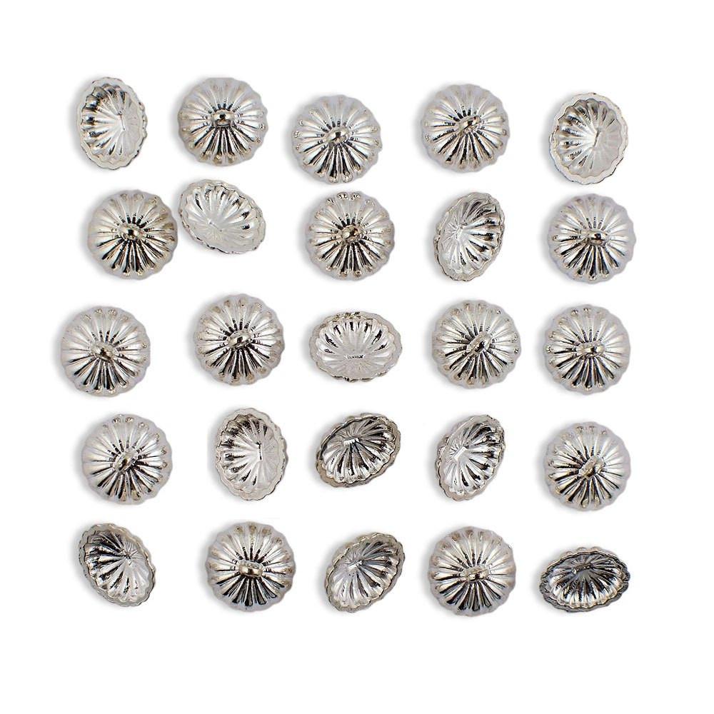 Pewter 24 Silver Metal Ornament Caps - Egg Top Findings End Caps 0.47 Inches in Silver color