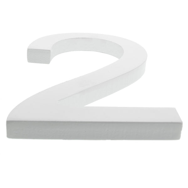 Arial Font White Painted MDF Wood Number 2 (Two) 6 Inches by BestPysanky