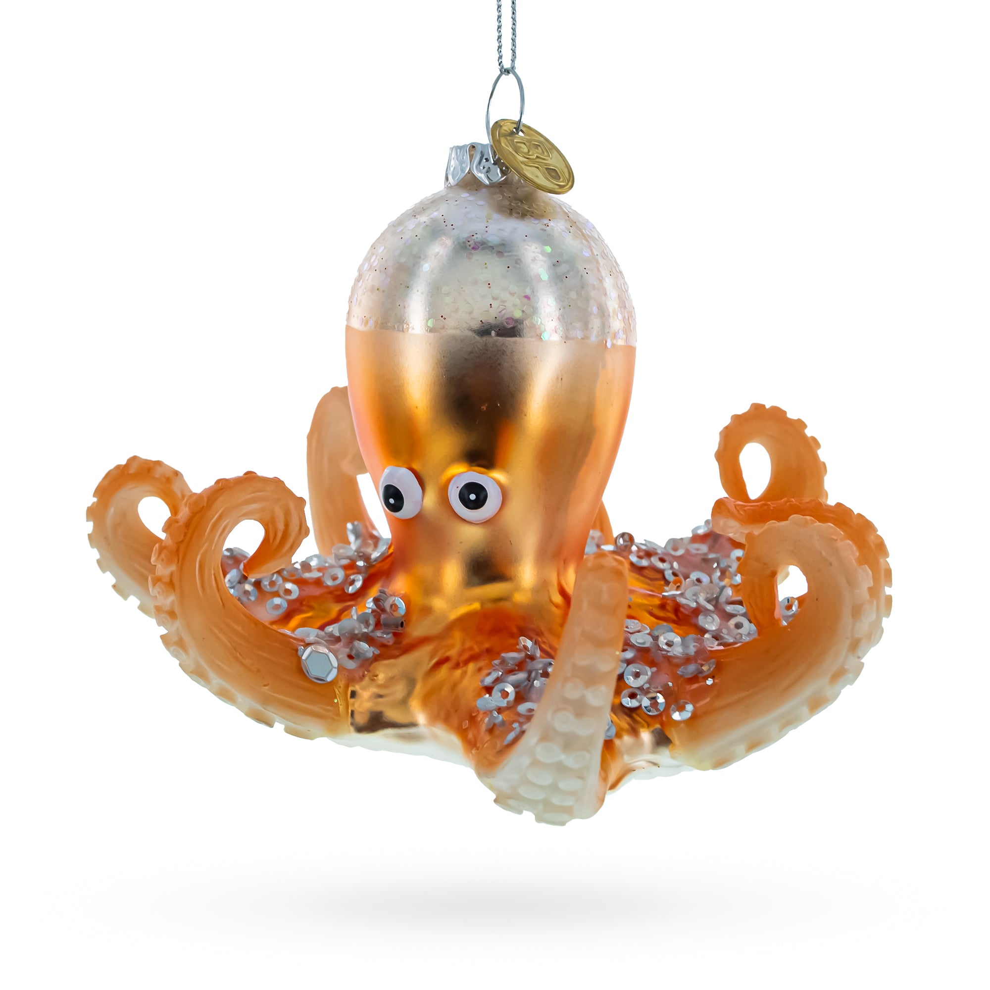 Octopus Glass Christmas Ornament in Brown color Figurine