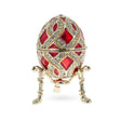 Red Enamel with Clock Surprise Royal Inspired Imperial Egg in Red color, Oval shape