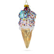 Glass Sprinkled Ice Cream Cone with Sprinkles Food - Blown Glass Christmas Ornament in Multi color