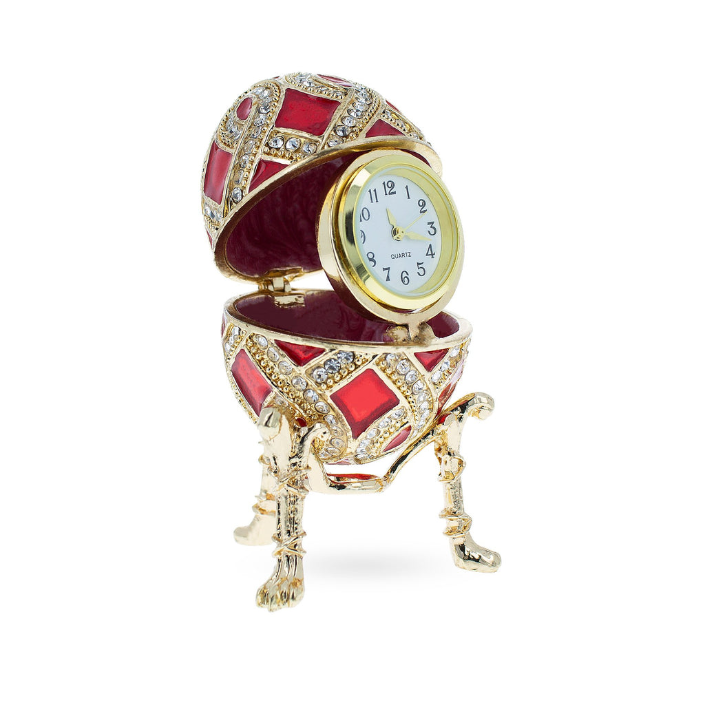 Shop Red Enamel with Clock Surprise Royal Inspired Imperial Egg. Buy Royal > Royal Eggs > Inspired Red Oval