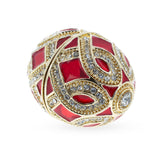 Red Enamel with Clock Surprise Royal Inspired Imperial Egg , dimensions in inches: 2.6 x 1.5 x 1.5