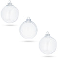 Set of 3 Clear Plastic Christmas Ball Ornaments with Cutout Openings DIY Craft 3.6 Inches in Clear color Round
