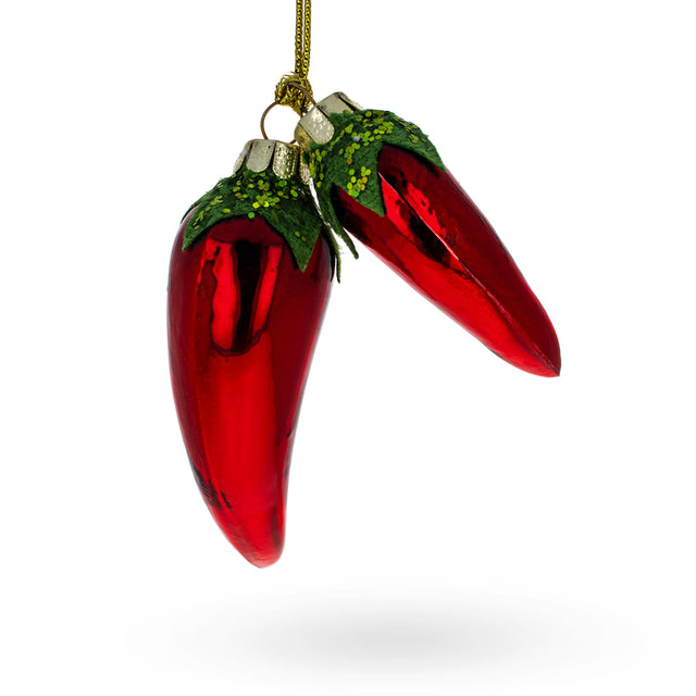 Cayenne Pepper Glass Christmas Ornament in Red color,  shape