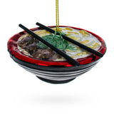 Asian Oriental Noodle Bowl Glass Christmas Ornament in Clear color,  shape