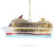 Cruise Ship Blown Glass Christmas Ornament in Multi color