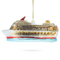Cruise Ship Glass Christmas Ornament in Brown color Figurine