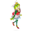 Joyful Frog in Dress Dancing - Blown Glass Christmas Ornament in Multi color,  shape