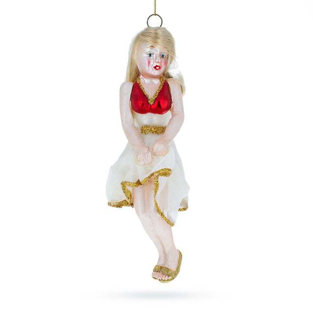 Iconic Marilyn Monroe - Blown Glass Christmas Ornament in Multi color,  shape