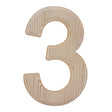Wood Unfinished Wooden Arial Font Number 3 (Three) 6.25 Inches in Beige color