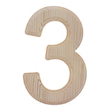 Unfinished Wooden Arial Font Number 3 (Three) 6.25 Inches in Beige color
