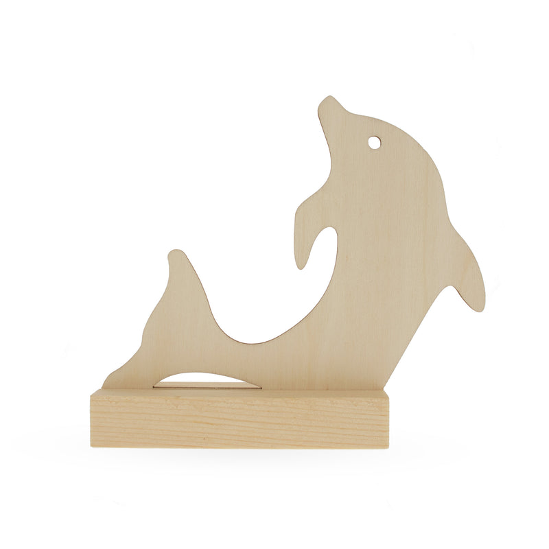 Unfinished Standing Wooden Dolphin Shape Cutout DIY Craft 5.5 Inches in Beige color,  shape