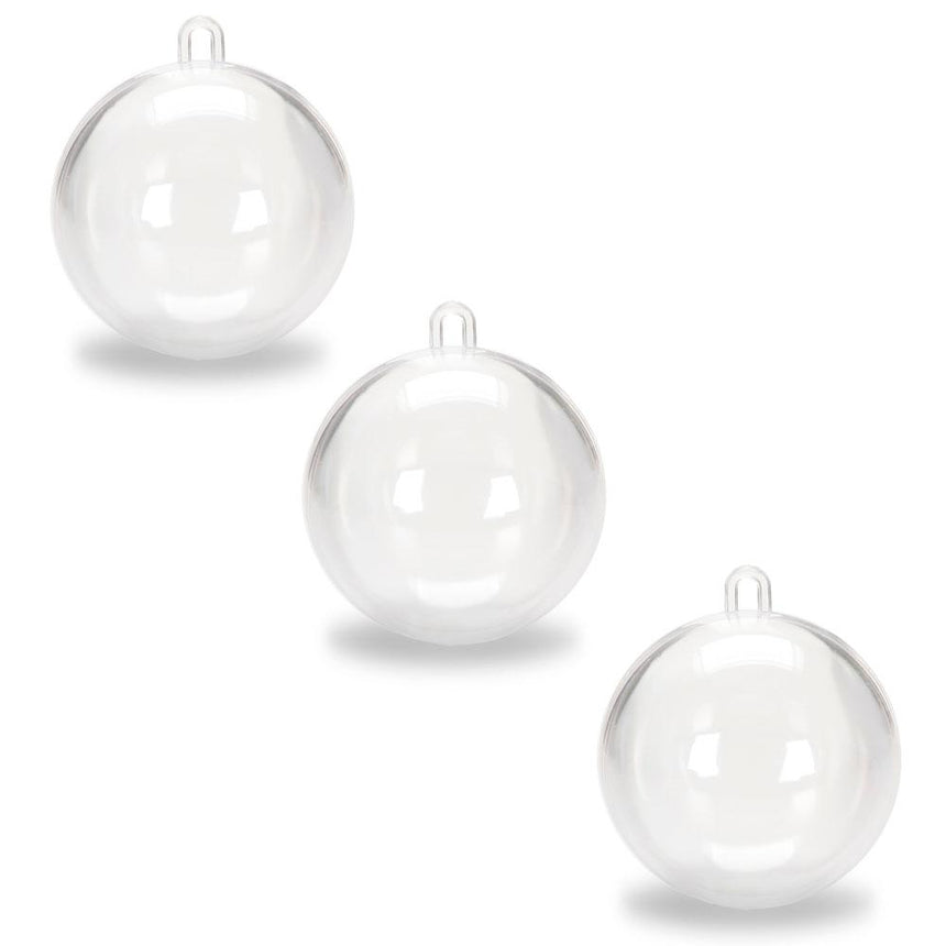 3.15-Inch Clear Plastic Fillable Christmas Ball Ornaments for DIY Projects: Set of 3 in Clear color Round