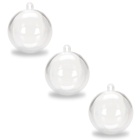 Set of 3 Openable Fillable Clear Plastic Ball Christmas Ornaments DIY Craft 4 Inches in Clear color, Round shape