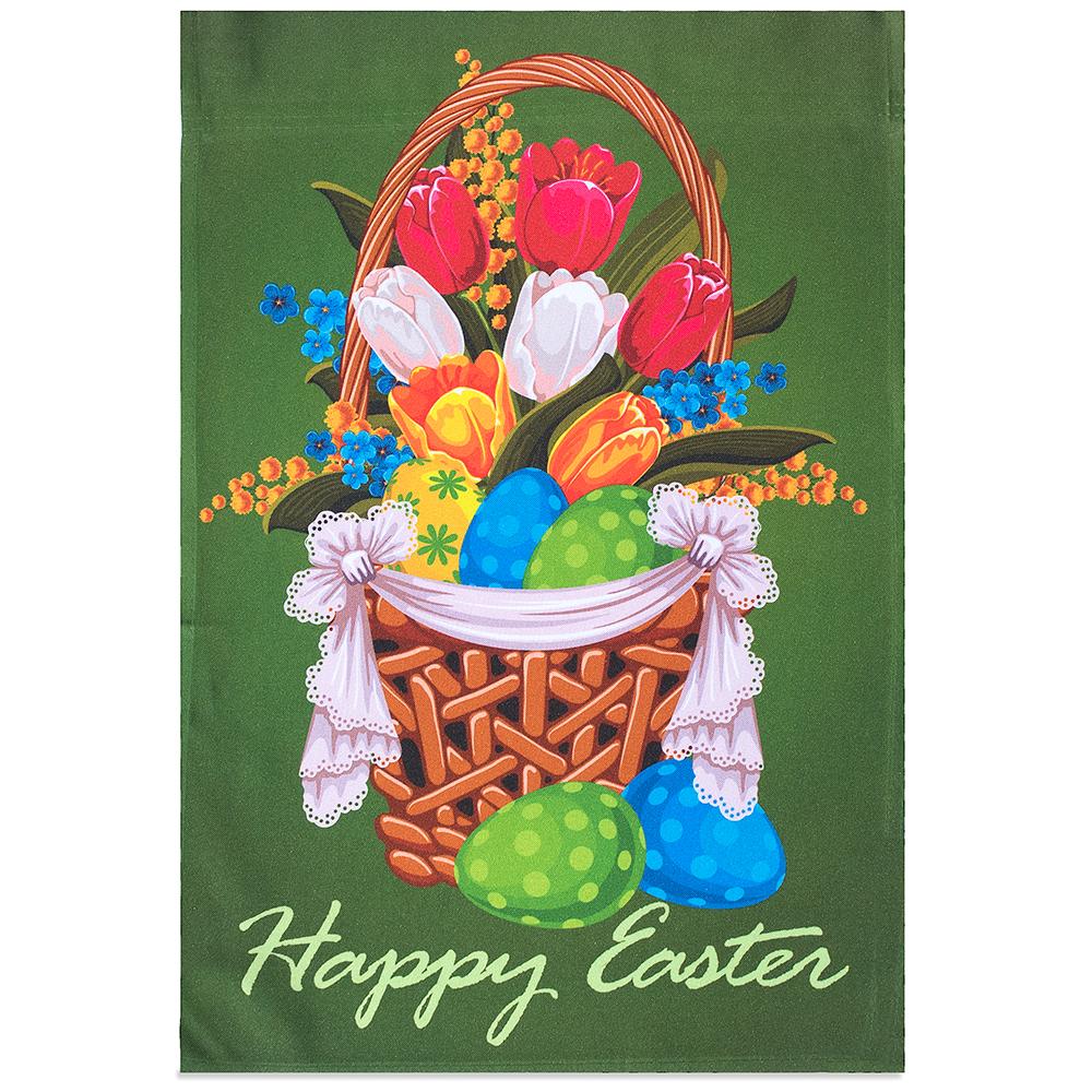 Easter Basket Polyester Garden Outdoor Flag 12 x 18 Inches in Multi color Rectangular