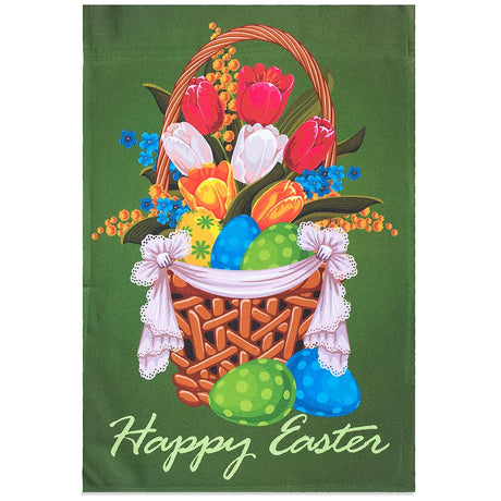 Easter Basket Full of Eggs Polyester Garden Flag 12 x 18 Inches in Multi color Rectangular