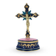 Pewter Jeweled Standing Metal Cross Trinket or Rosary Box in Multi color