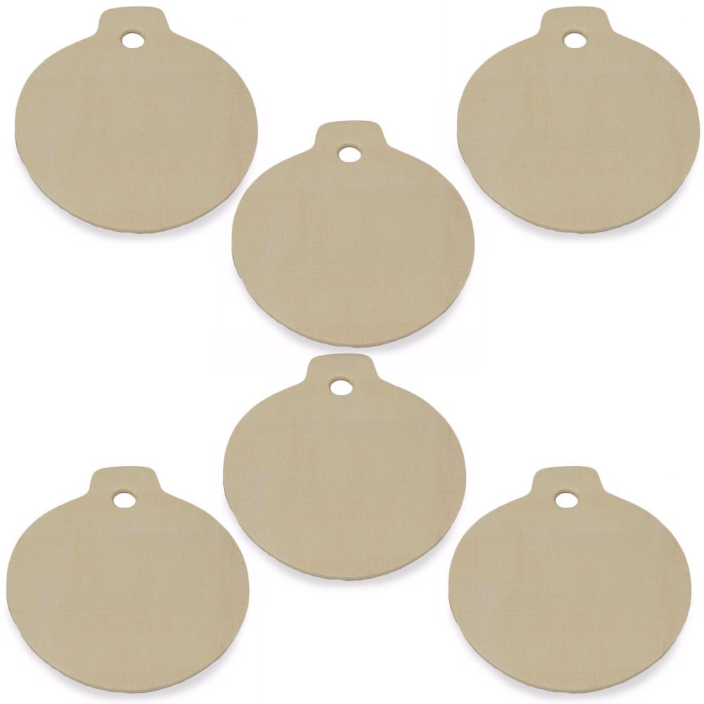 3.25-Inch Unfinished Wooden Christmas Ornament Cutouts for DIY Crafts: Set of 6 in Beige color, Round shape
