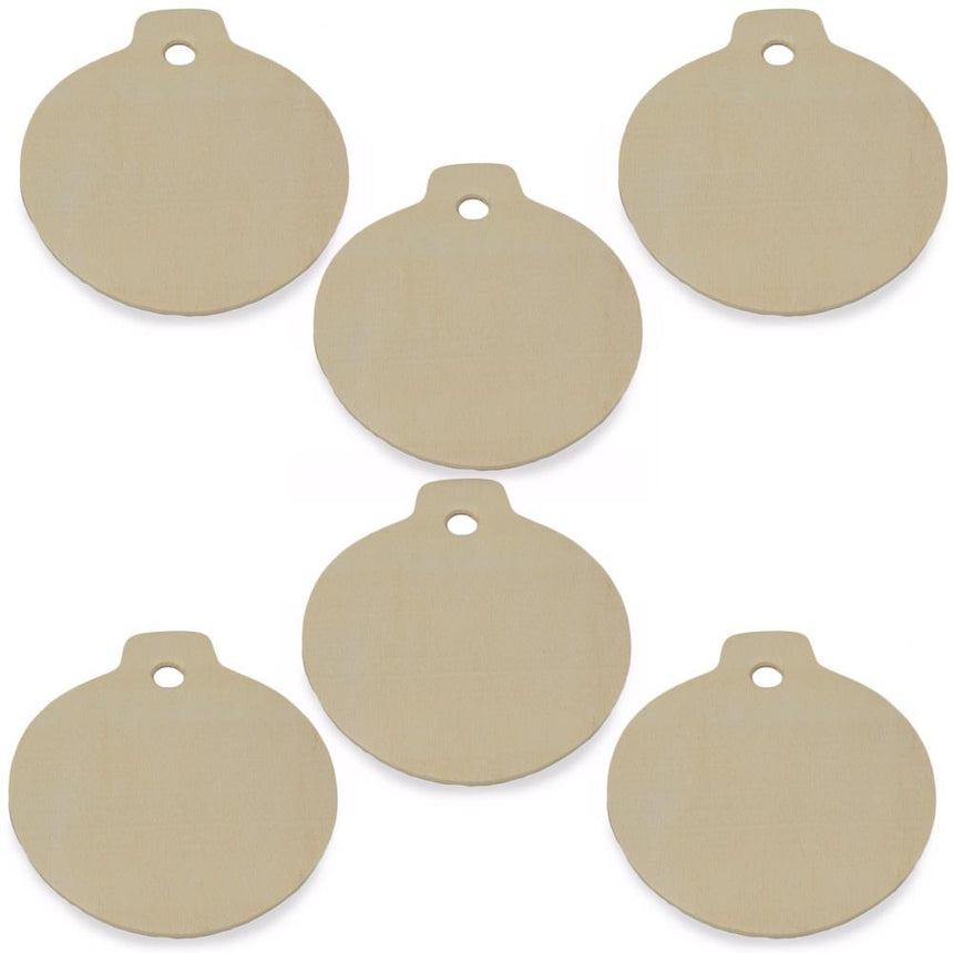 3.25-Inch Unfinished Wooden Christmas Ornament Cutouts for DIY Crafts: Set of 6 in Beige color Round