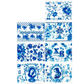 7 Blue & White Gzhel Floral Designs with Religious Icons Ukrainian Easter Egg Decorating Wraps Heat Shrink Sleeves in Blue color Rectangular