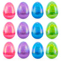 Set of 12 Iridescent Multicolored Plastic Easter Eggs in Multi color Oval