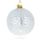 Textured Golf Ball - Blown Glass Christmas Ornament in White color, Round shape