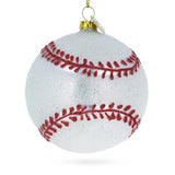 Glass Home-Run Baseball - Blown Glass Christmas Ornament in White color Round