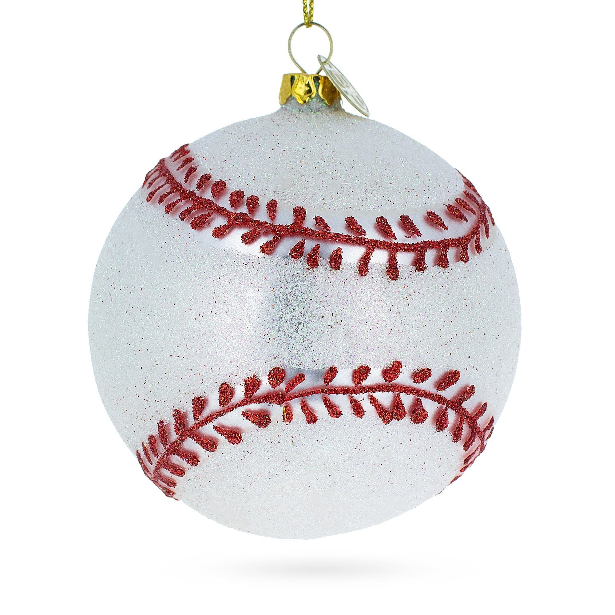 Home-Run Baseball Glass Christmas Ornament in White color Round