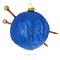 Blue Yarn Ball and Sticks Glass Christmas Ornament in Blue color Figurine