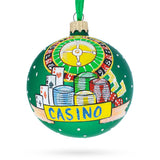 Vegas Spin: Casino Roulette Table Blown Glass Ball Christmas Ornament 3.25 Inches in Green color, Round shape