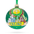 Glass Vegas Spin: Casino Roulette Table Blown Glass Ball Christmas Ornament 3.25 Inches in Green color Round