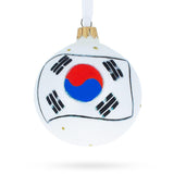 Taegeukgi: Flag of South Korea Blown Glass Ball Christmas Ornament 3.25 Inches in White color, Round shape
