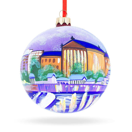 Philadelphia, Pennsylvania Glass Ball Christmas Ornament 4 Inches in  color Round