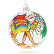 Glass Festive Camel Blown Glass Ball Christmas Ornament 4 Inches in Multi color Round