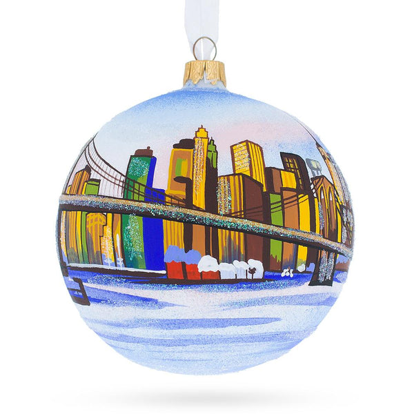 Brooklyn Bridge, New York Glass Ball Christmas Ornament 4 Inches by BestPysanky