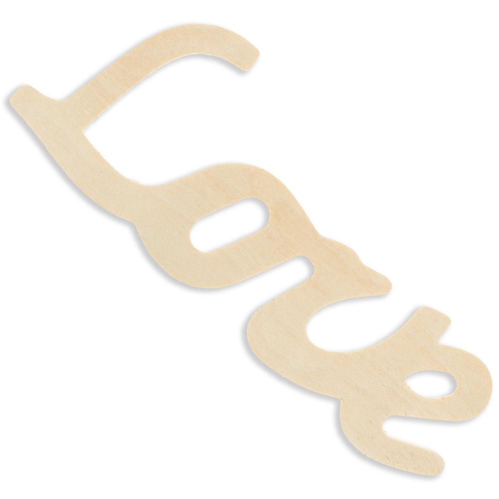 Wood Unfinished Unpainted Word "Love" Sign Cutout DIY Craft 6.5 Inches in Beige color