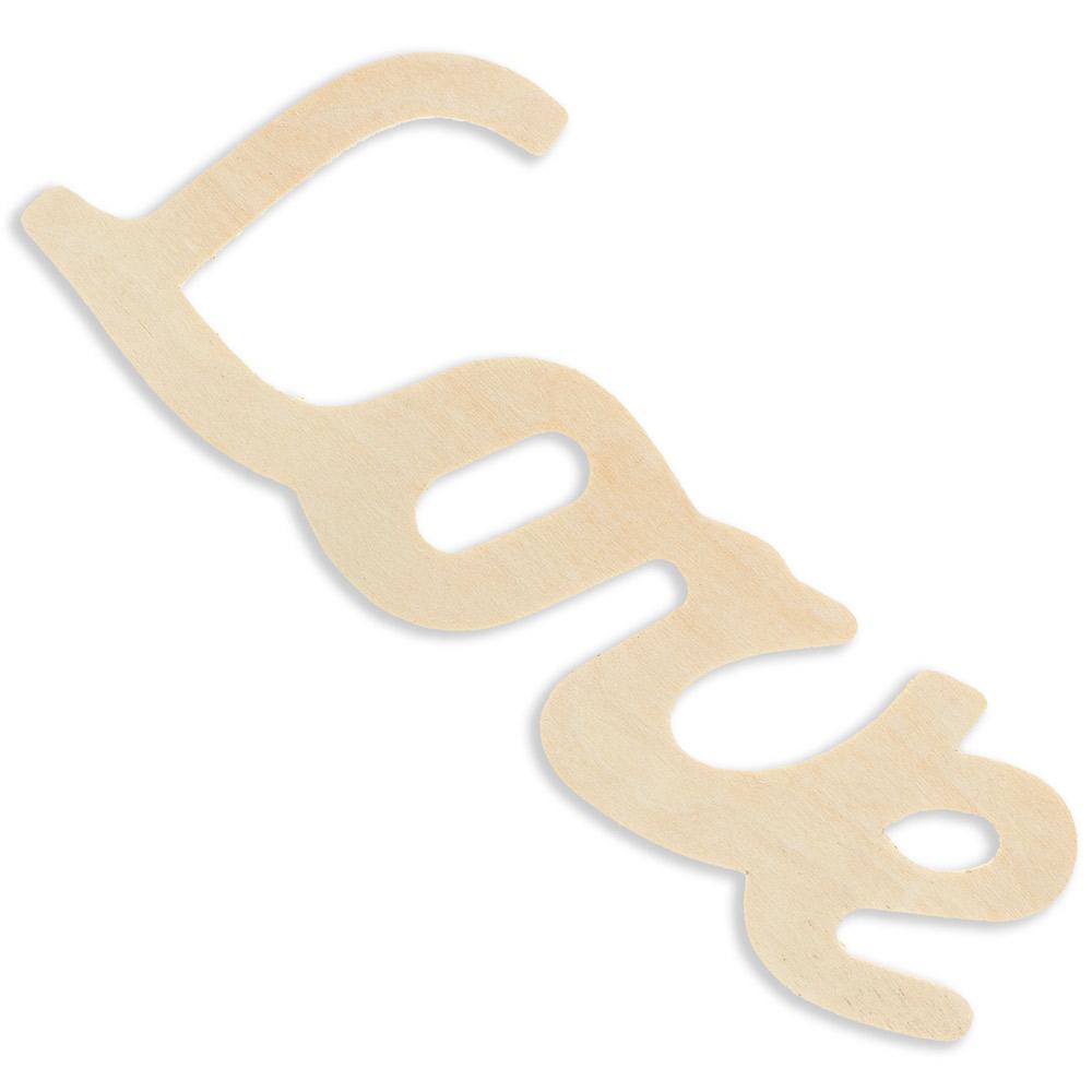 Unfinished Unpainted Word "Love" Sign Cutout DIY Craft 6.5 Inches in Beige color