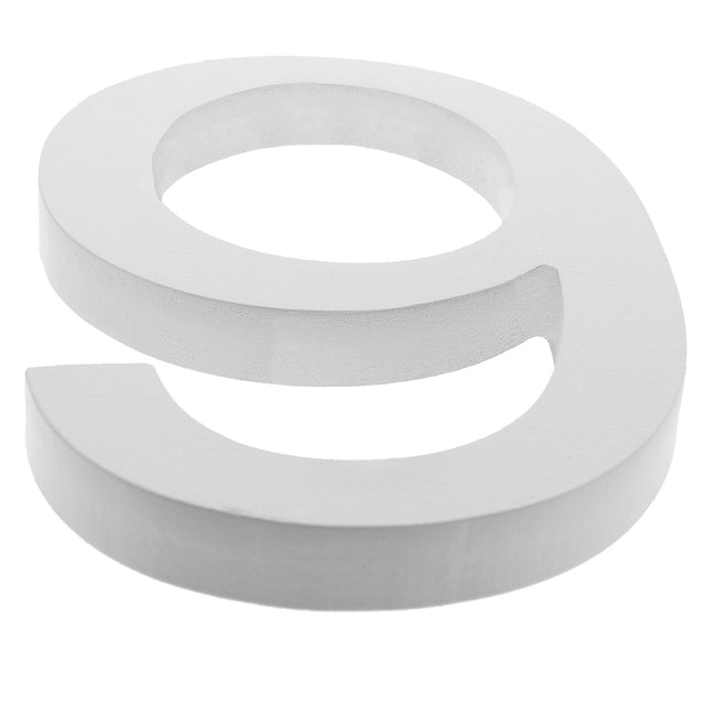 Wood Arial Font White Painted MDF Wood Number 9 (Nine) 6 Inches in White color