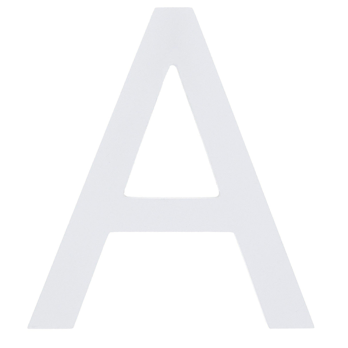 Arial Font White Painted MDF Wood Letter A (6 Inches) in White color,  shape