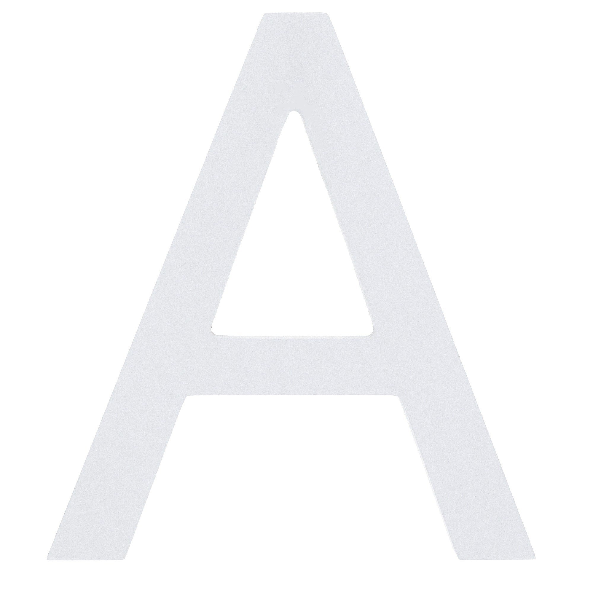 Arial Font White Painted MDF Wood Letter A (6 Inches) in White color