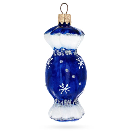 Blue Candy Glass Christmas Ornament in Blue color,  shape