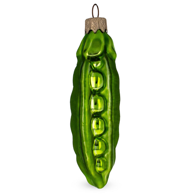 Green Peas Glass Christmas Ornament in Green color,  shape