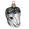 Glass Ram Head Glass Christmas Ornament in Silver color