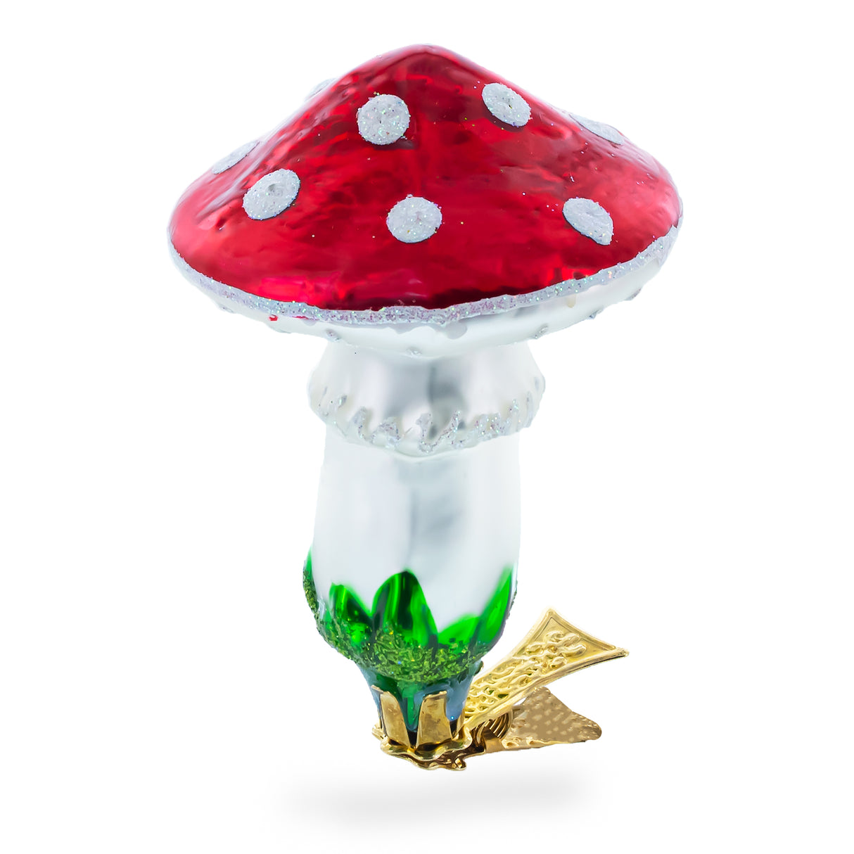 Mushroom Clip on Glass Ornaments in Multi color,  shape