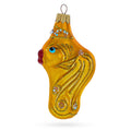Gold Fish with Red Lips and Blue Eyes Glass Christmas Ornament in Gold color Figurine